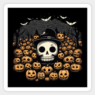 Pumpkin Cemetery Skull Sticker